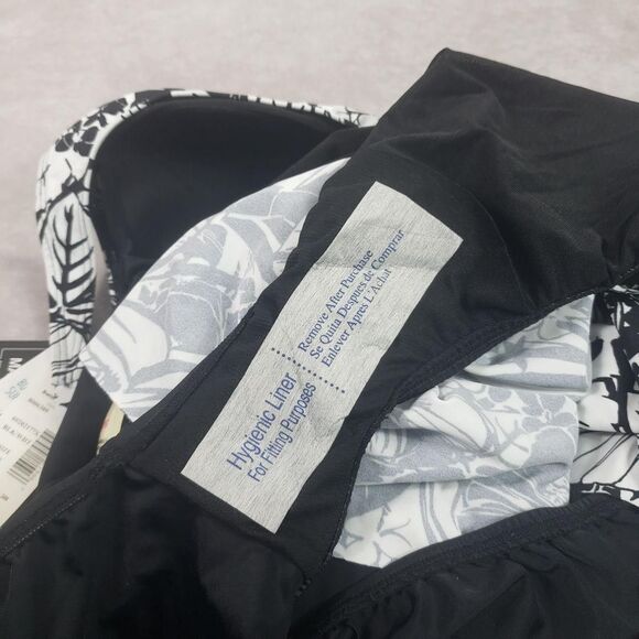 Swim Solutions Swimdress Womens 18W Black White Floral One Piece Tummy Control - Picture 11 of 16